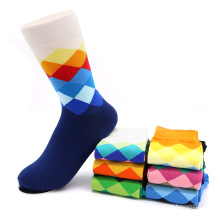 Mens Rhombus Pattern Fashion Socks Business Casual Warm Socks Winter Autumn Sock